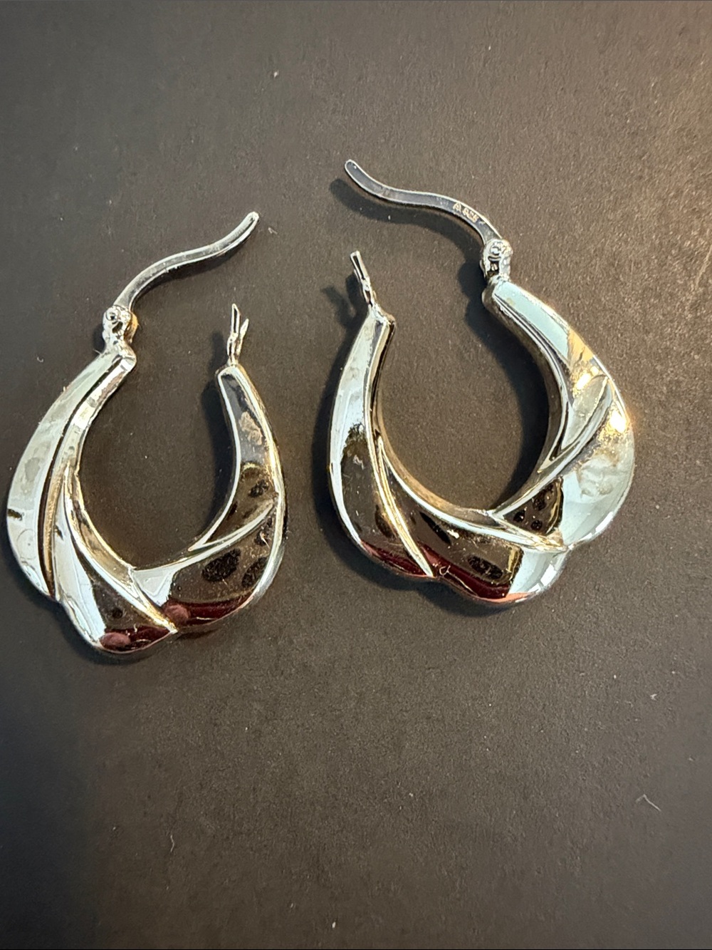 Polished Sculptural Hoop Earrings - Silver